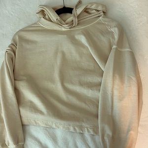 cream cropped hoodie